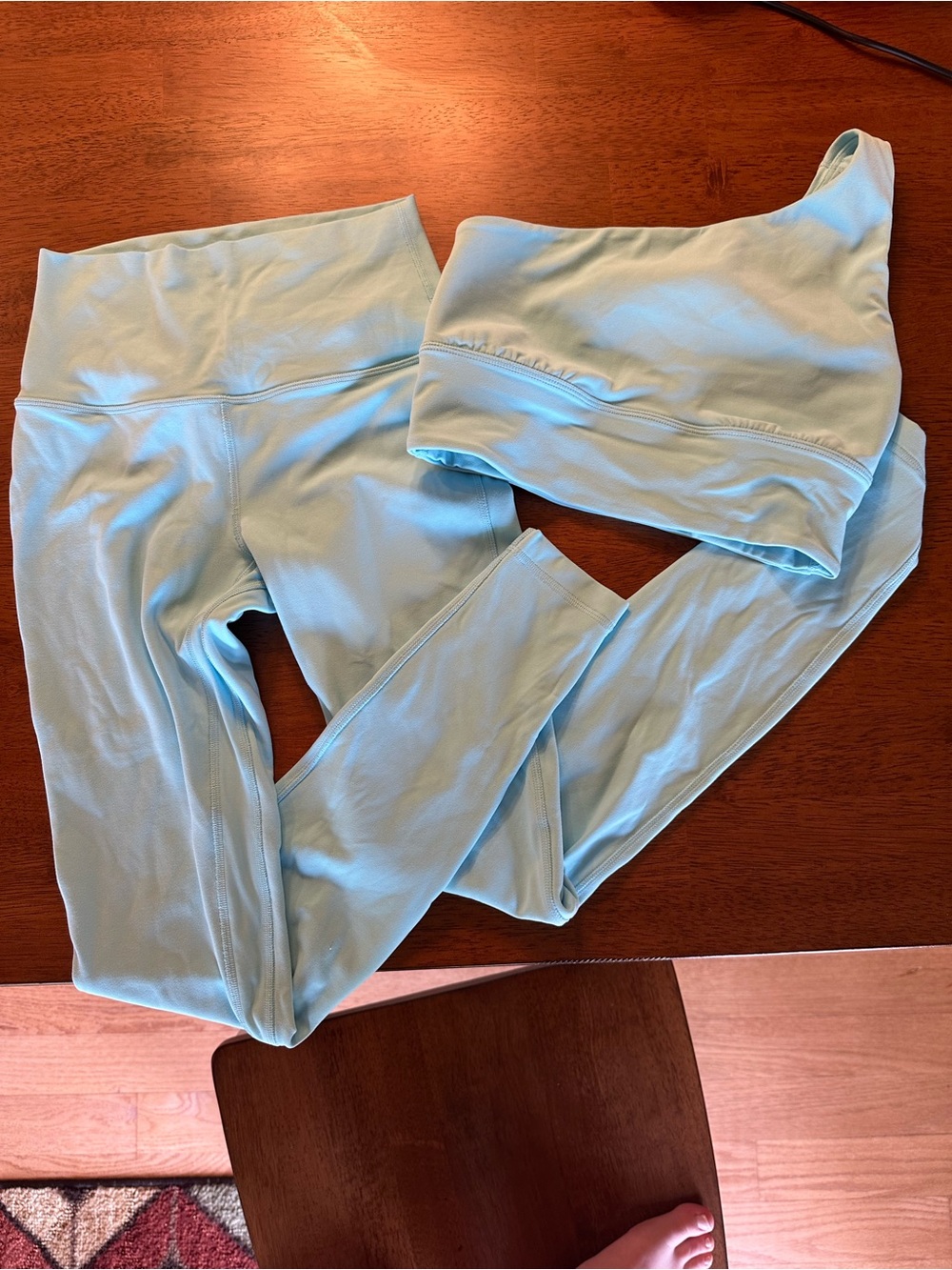 lululemon athletica Light Blue Leggings & Sports Bra Set
